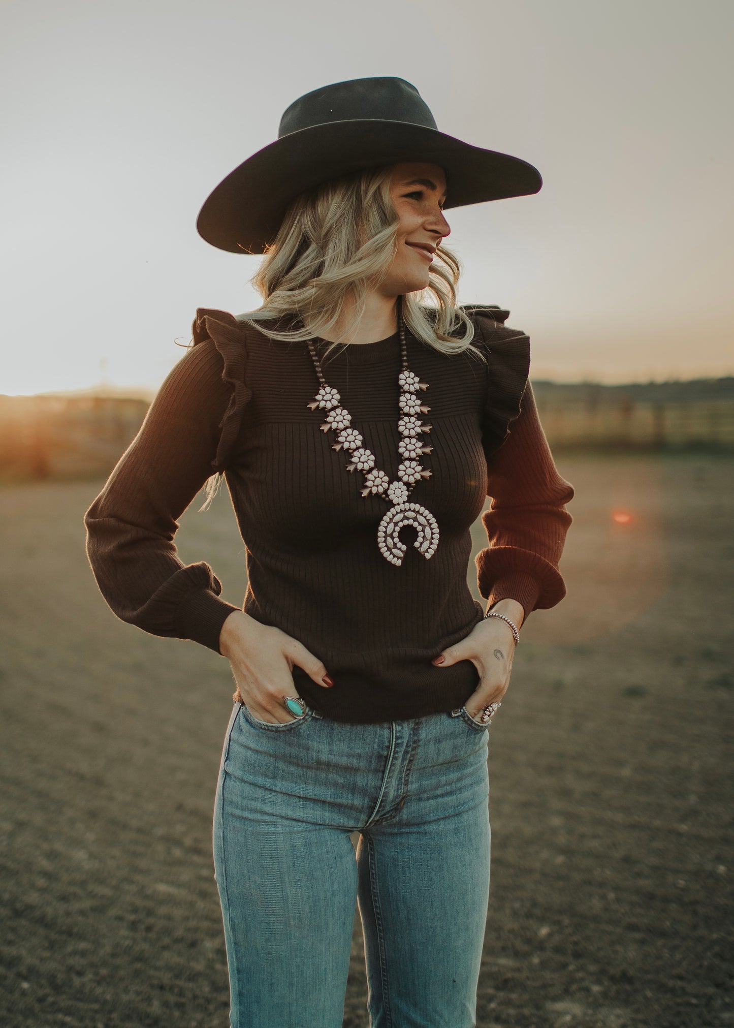 Lennie Ruffle Crewneck Sweater