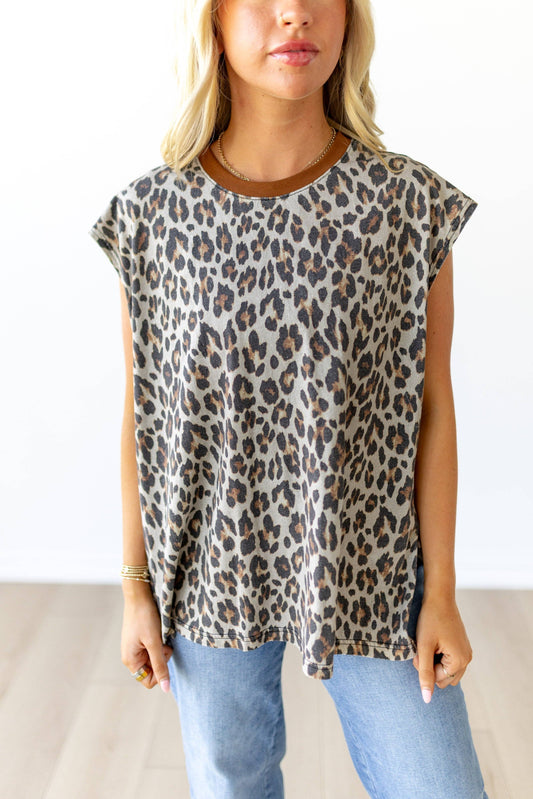 Jolene Boyfriend Cheetah Tank
