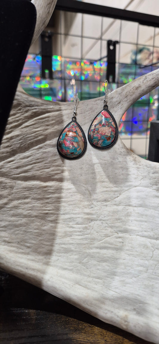 Terra Jasper Bar Necklace & Teardrop Earring Set