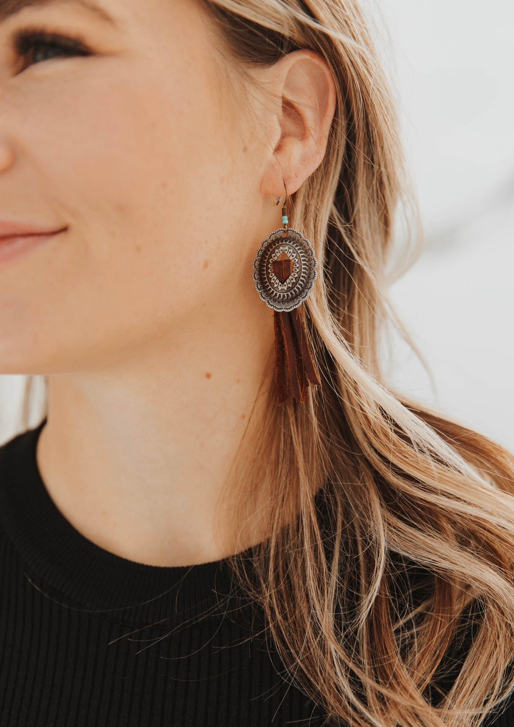 Fringe Mini Concho Earrings